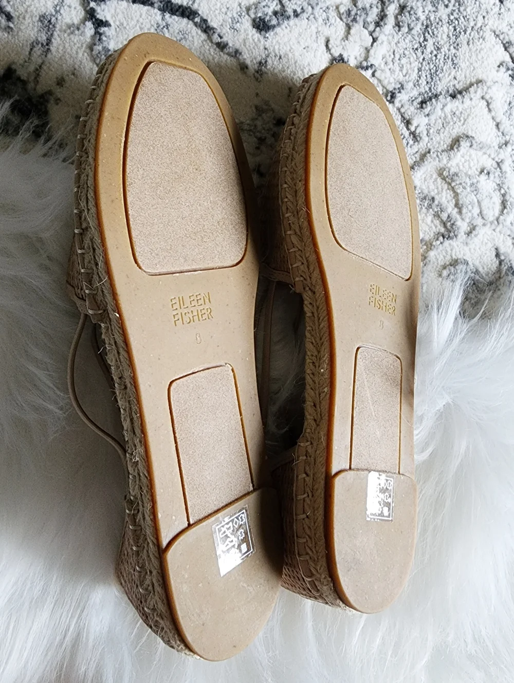 Eileen Fisher Espadrille Flat Natural Tan Straw Slip On NWOT 8 - Picture 7 of 12